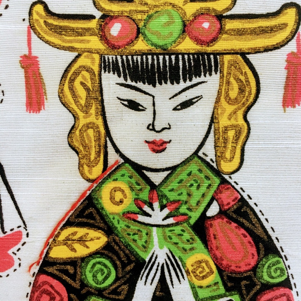 Vintage Japanese Lady Cherry Blossoms Silk Picture - Picture 4 of 8